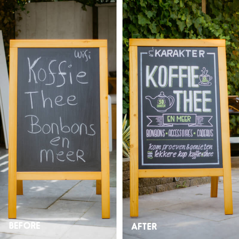 Sherlock Holmes troosten Skiën Somers design – Het werk van John SomersHandgeschreven krijtbord voor  koffiewinkel Karakter