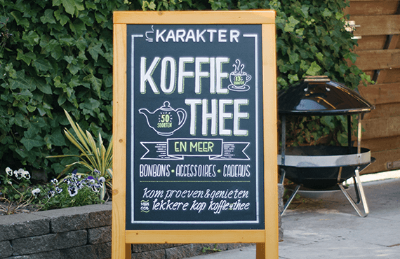 Krijtbord koffiewinkel Karakter